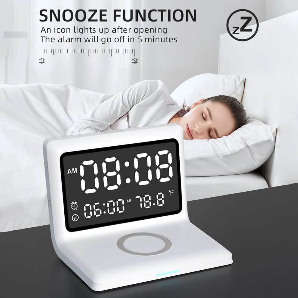 Digital Mirror Clock Wireless Charging Alarm Clock