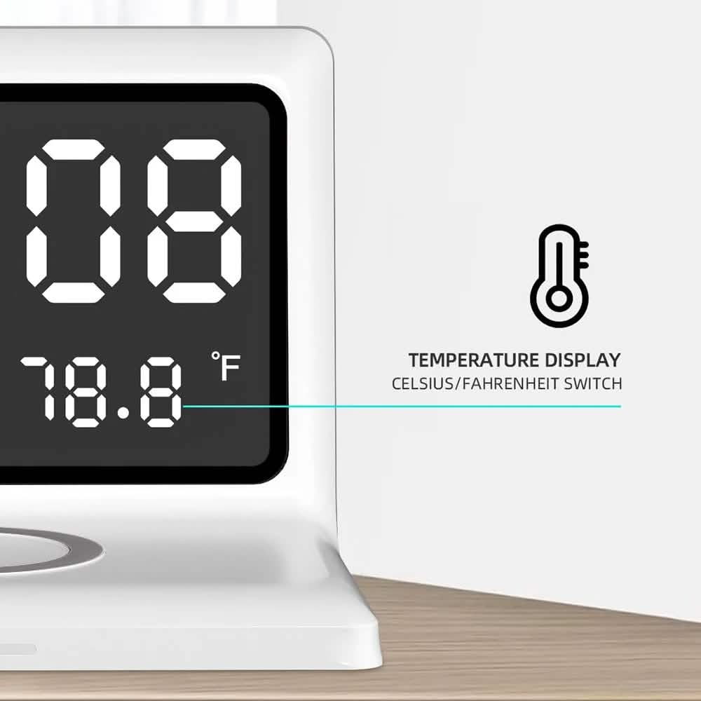 Digital Mirror Clock Wireless Charging Alarm Clock