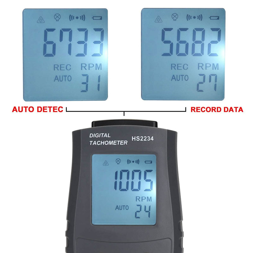 Digital Tachometer 2.5~99,999 RPM Accuracy Non-Contact Laser Photo Tachometer
