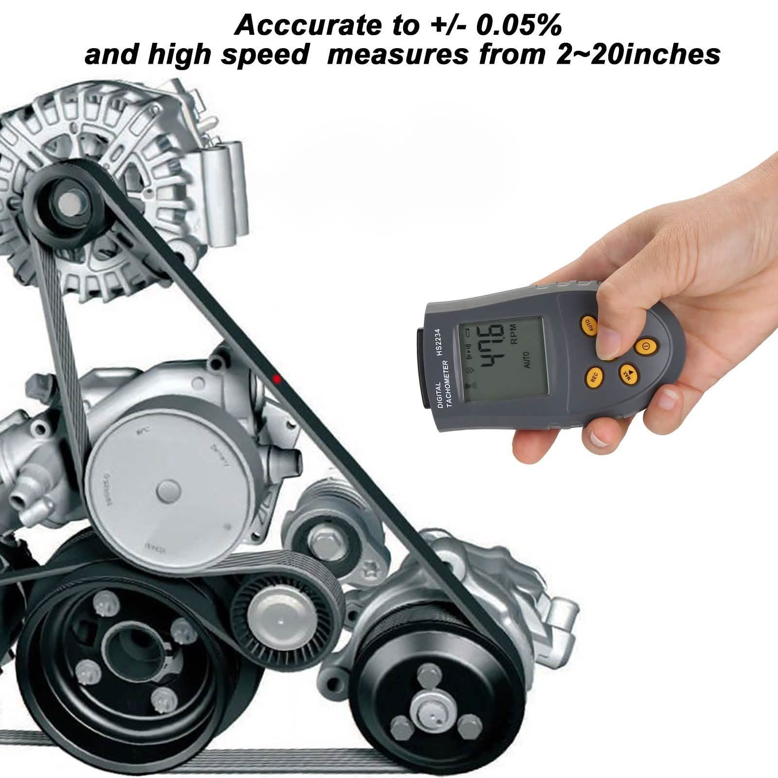 Digital Tachometer 2.5~99,999 RPM Accuracy Non-Contact Laser Photo Tachometer