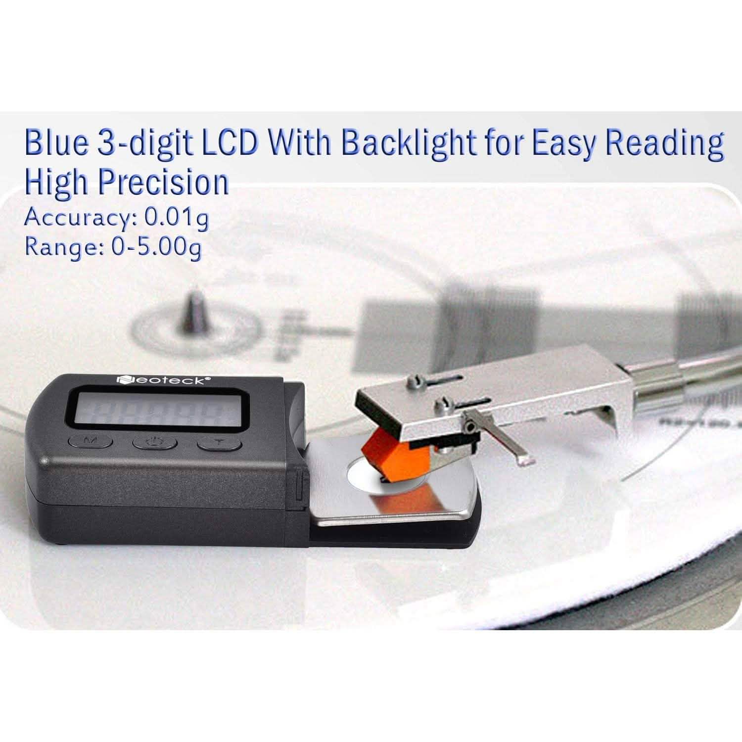 Digital Turntable Stylus Force Scale Gauge 0.01g/5.00g Blue LCD Backlight for Tonearm Phono Cartridge