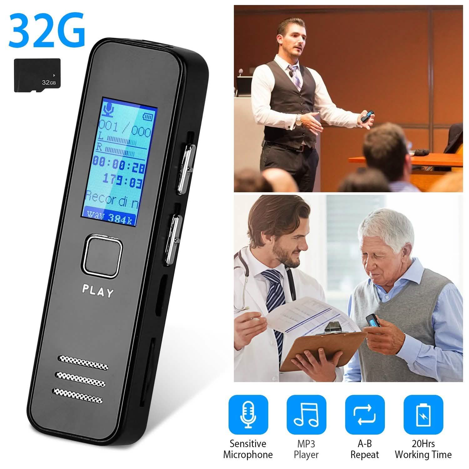Digital Voice Recorder 32GB HD Sound Audio Recorder