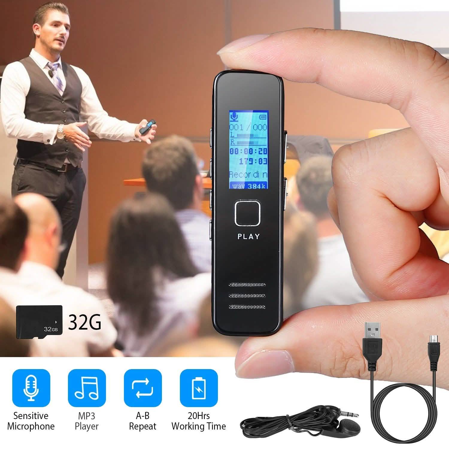 Digital Voice Recorder 32GB HD Sound Audio Recorder