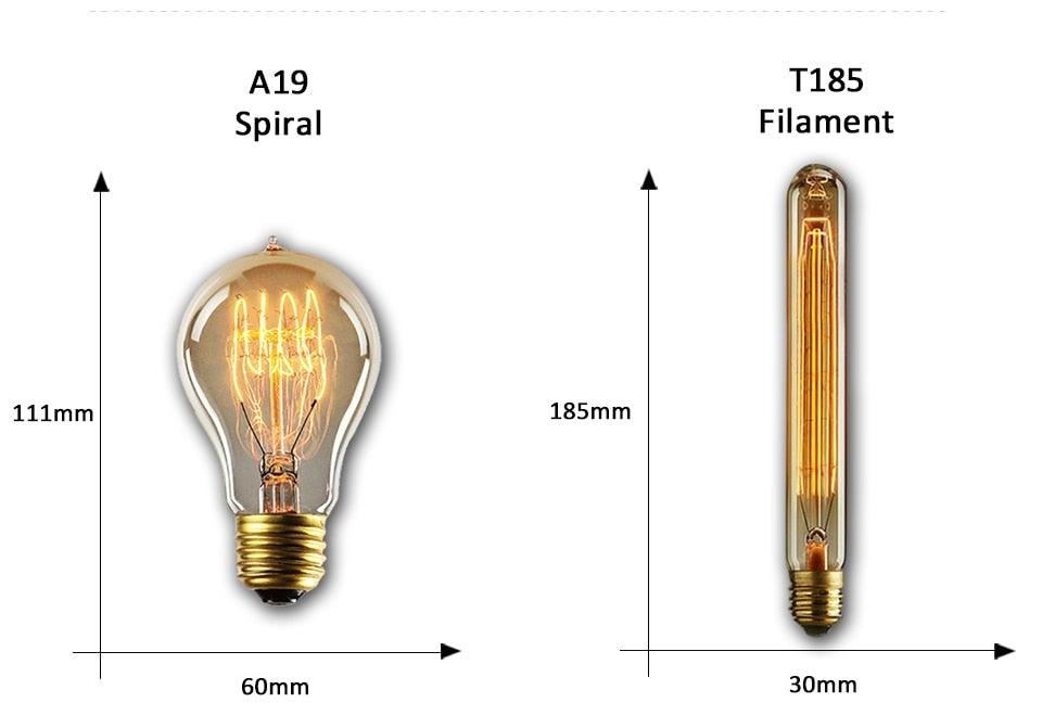 Dimmable Light Bulb Retro Vintage Edison Bulb Incandescent Ampoule Bulbs Vintage Edison Lamp Retro Light Vintage Bulbs Modern Style Square Spiral Filament Incandescent Light