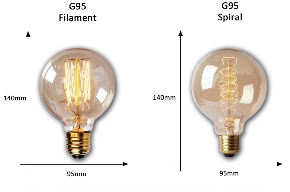 Dimmable Light Bulb Retro Vintage Edison Bulb Incandescent Ampoule Bulbs Vintage Edison Lamp Retro Light Vintage Bulbs Modern Style Square Spiral Filament Incandescent Light