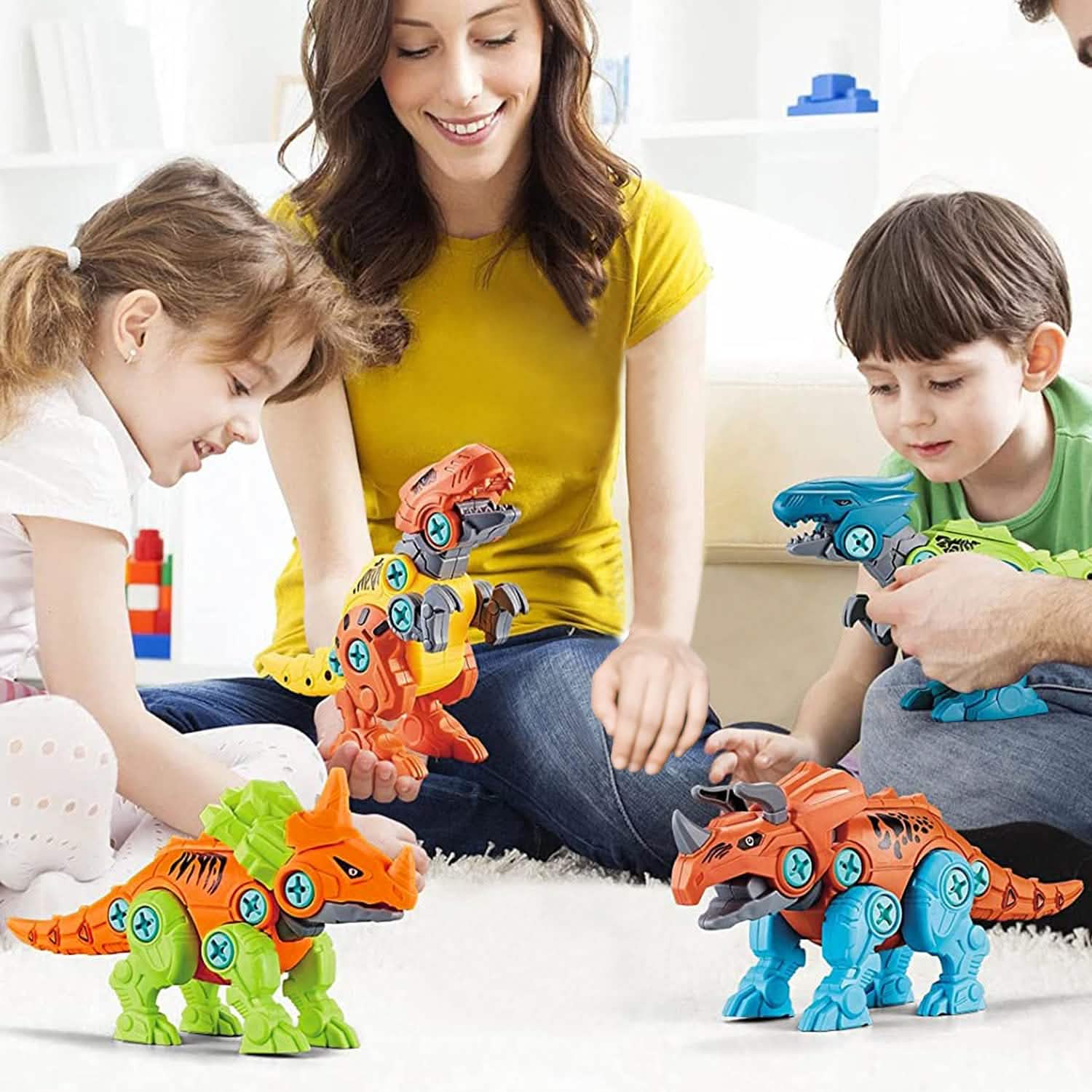 DIY Dinosaur Construction Building Block Assembly Toys with Electric