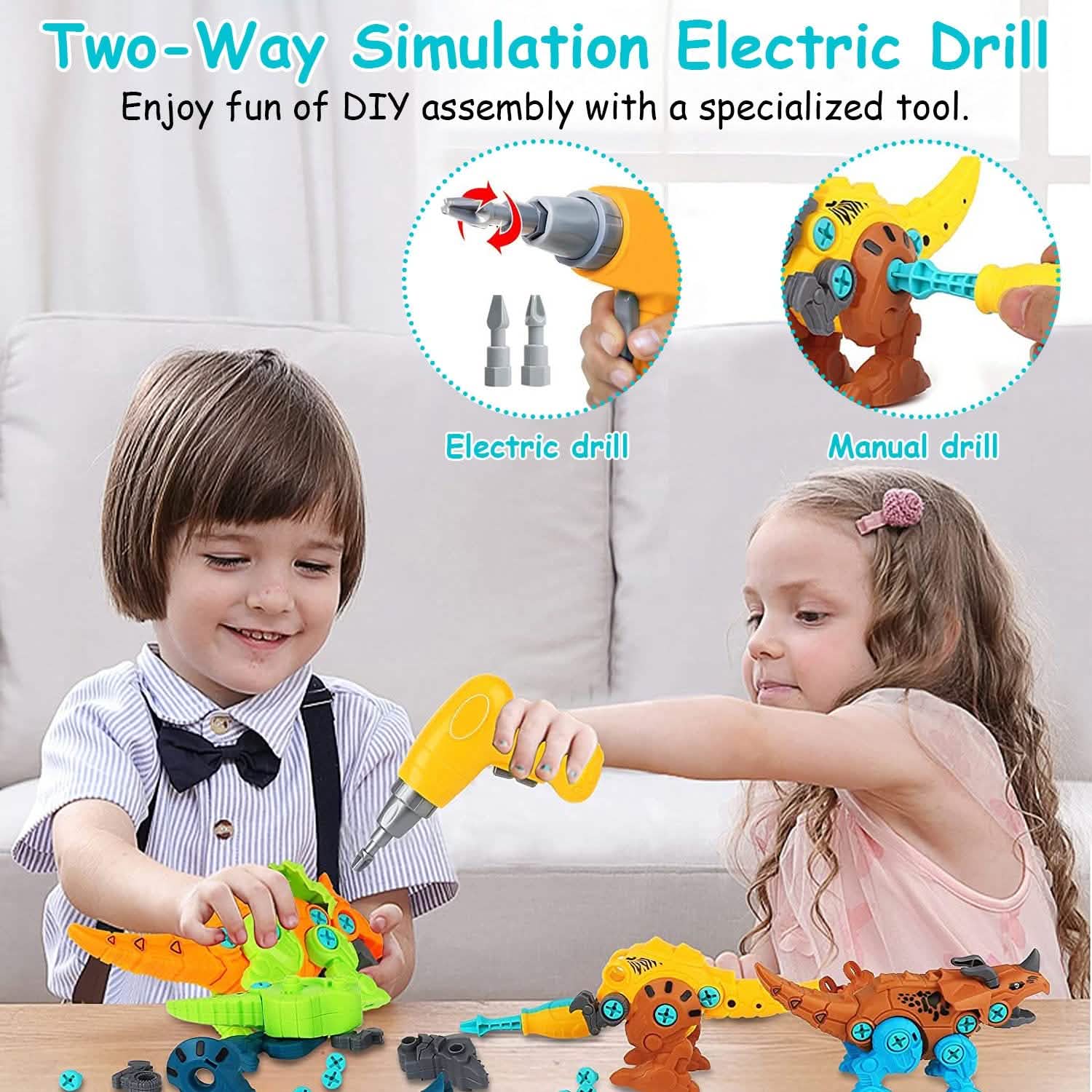 DIY Dinosaur Construction Building Block Assembly Toys with Electric