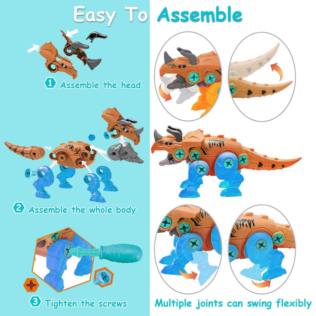 DIY Dinosaur Construction Building Block Assembly Toys with Electric