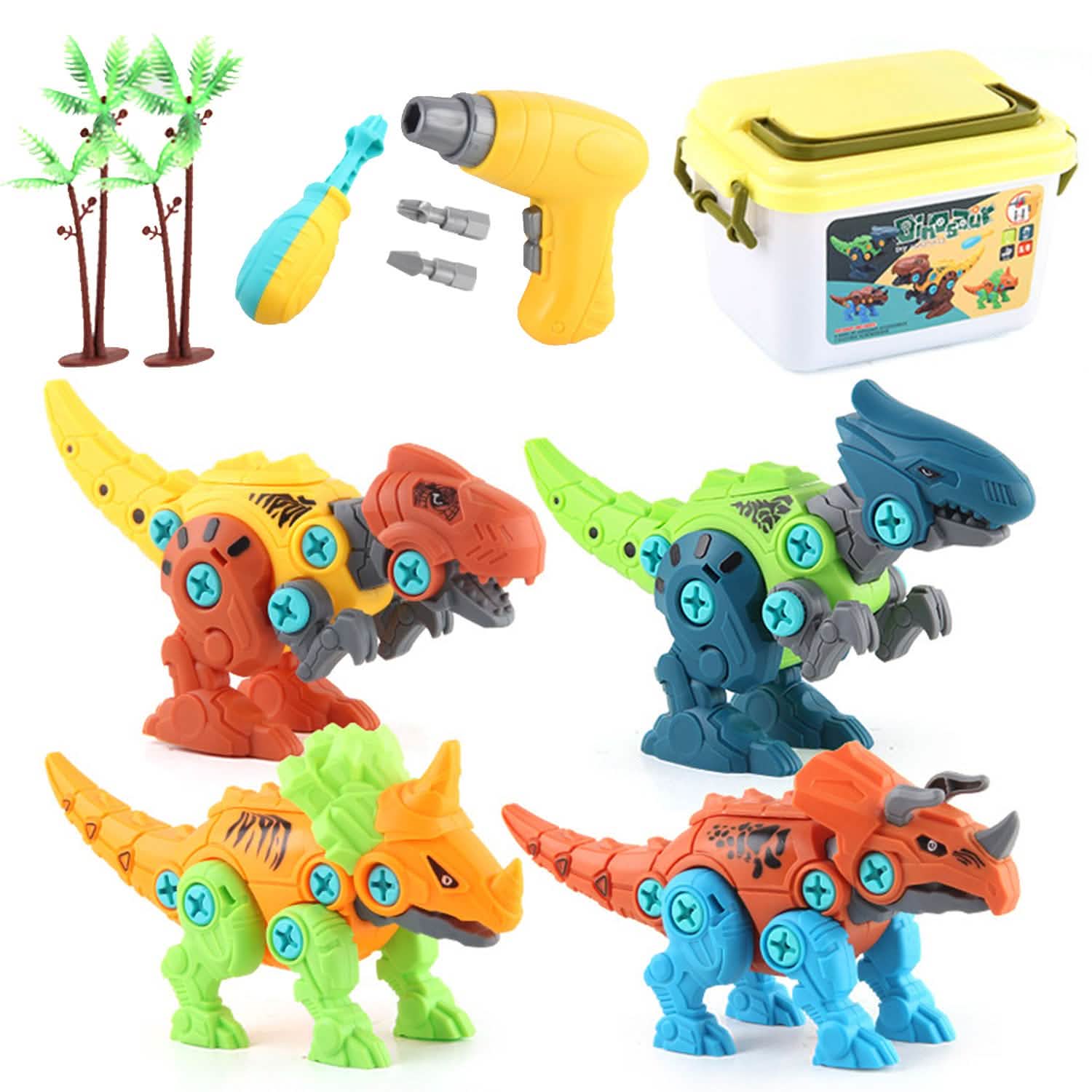 DIY Dinosaur Construction Building Block Assembly Toys with Electric