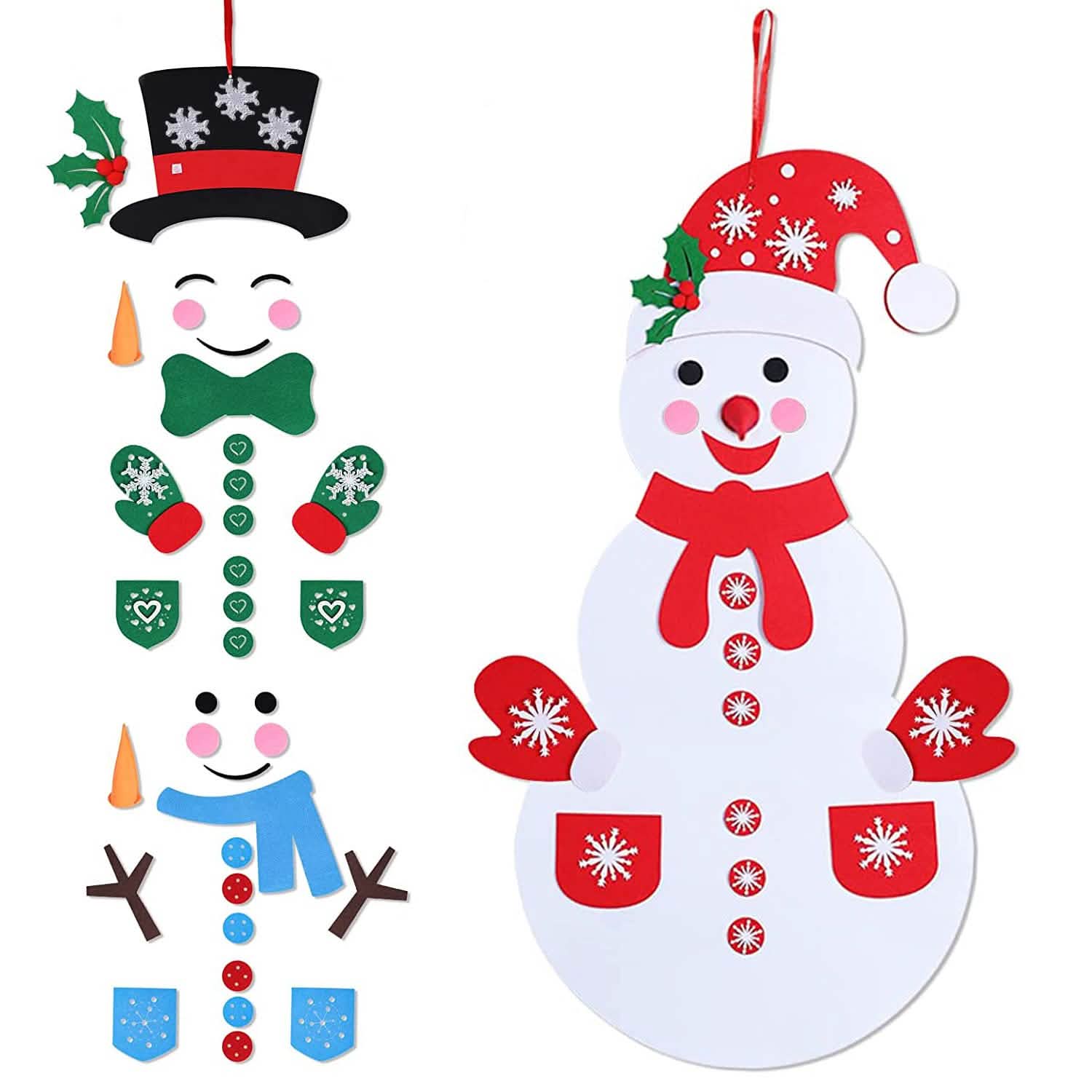 DIY Felt Christmas Hanging Decorations Kits with 54 Piece Detachable Ornaments