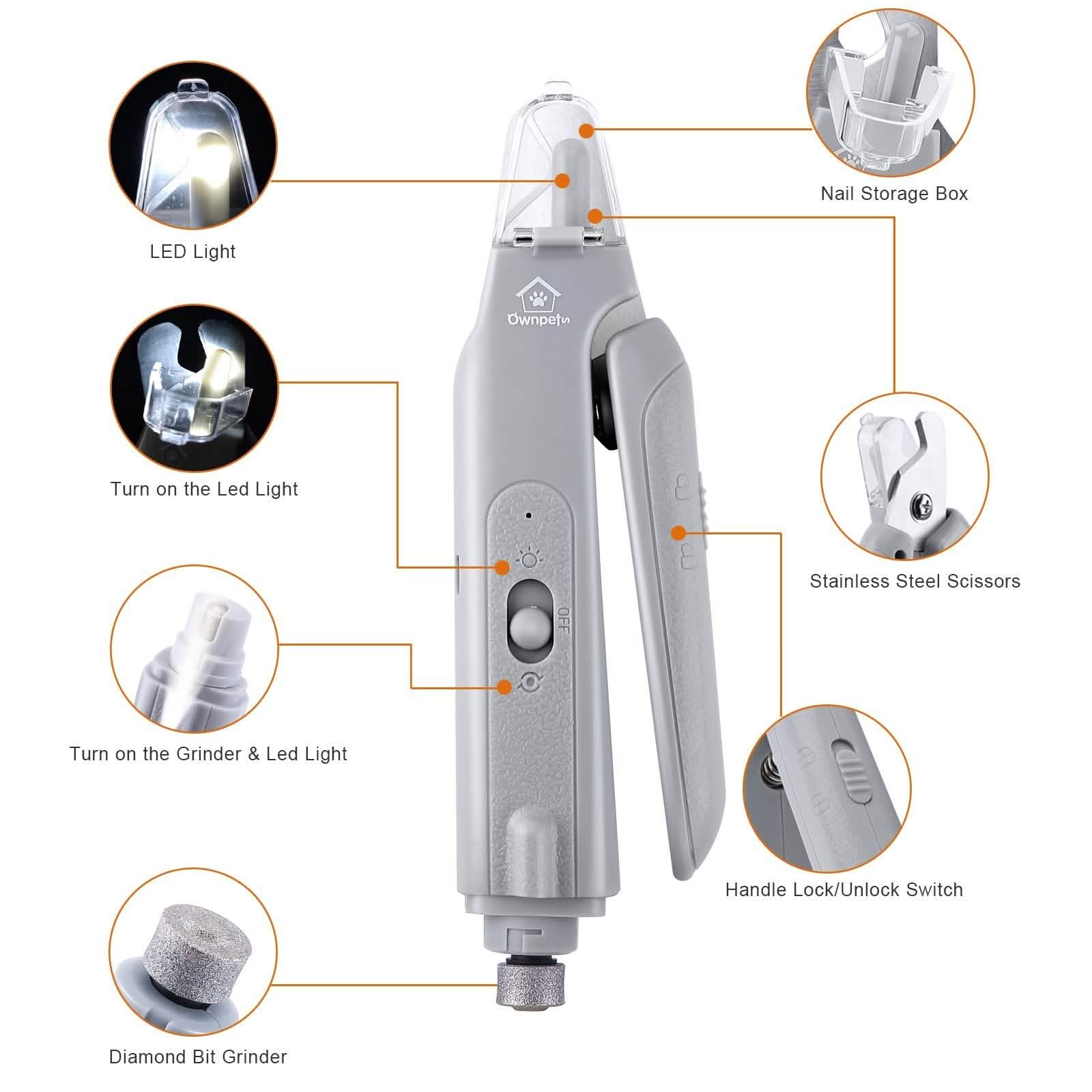 Dog Cat Nail Clipper Grinder with LED Light