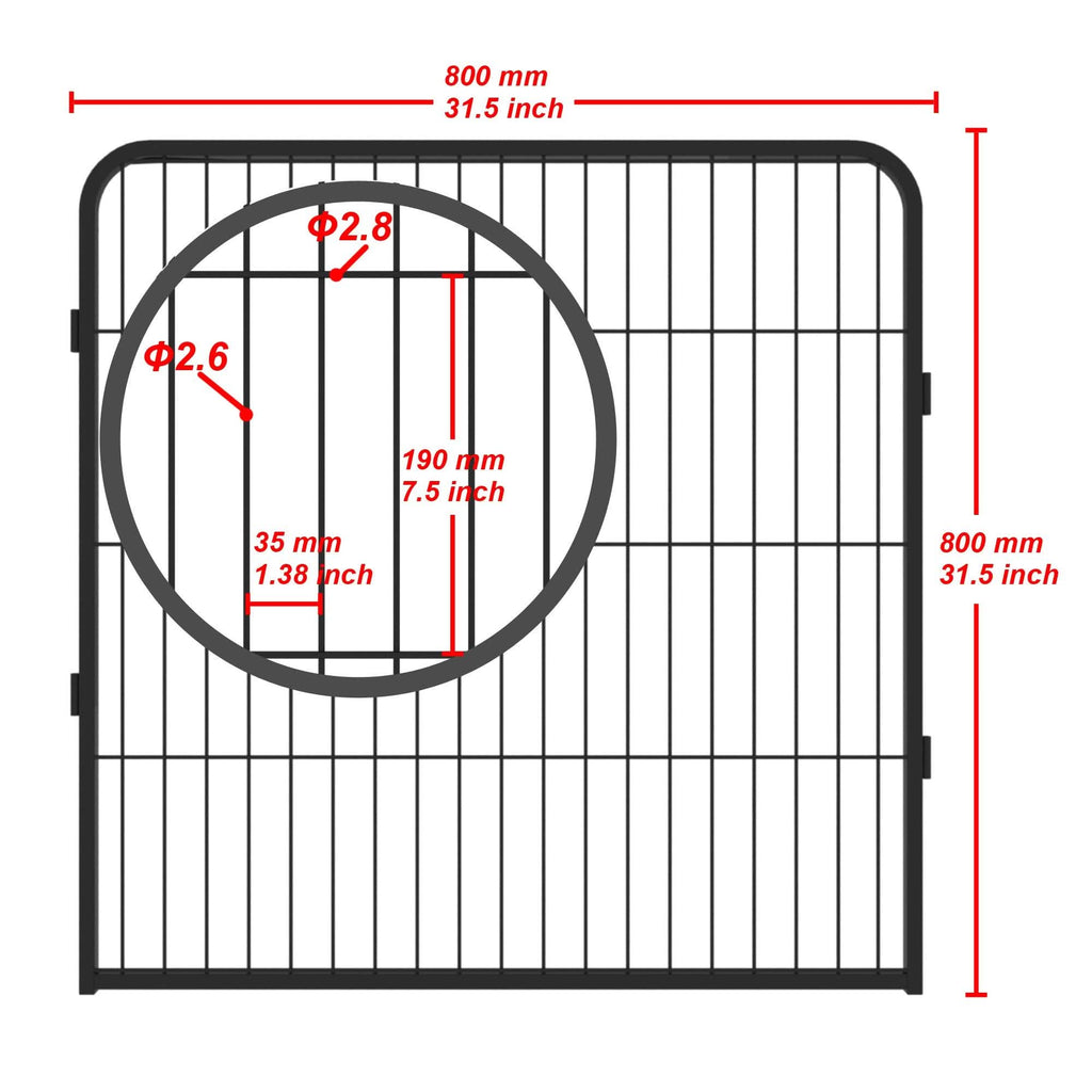 Dog Fence and Pet Playpen, Heavy Duty Foldable Metal 8 Panels Dog Pen 31.5" Height