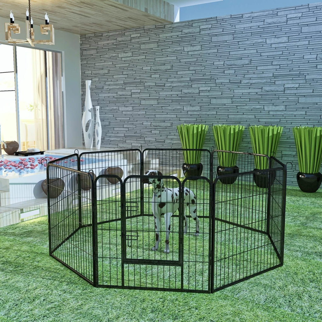 Dog Fence and Pet Playpen, Heavy Duty Foldable Metal 8 Panels Dog Pen 31.5" Height