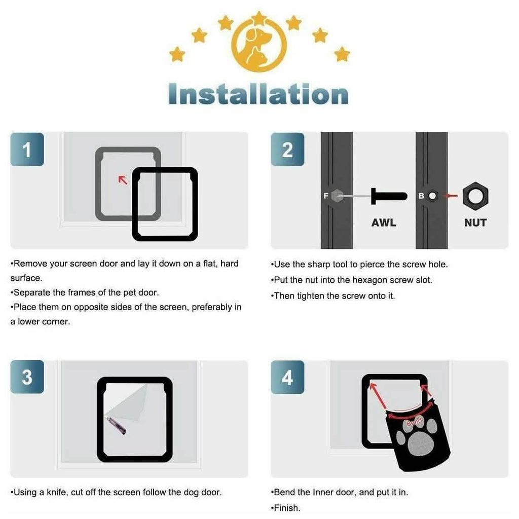 Dog or Cat Small Screen Locking Flap Door Magnetic Automatic Slide Protector