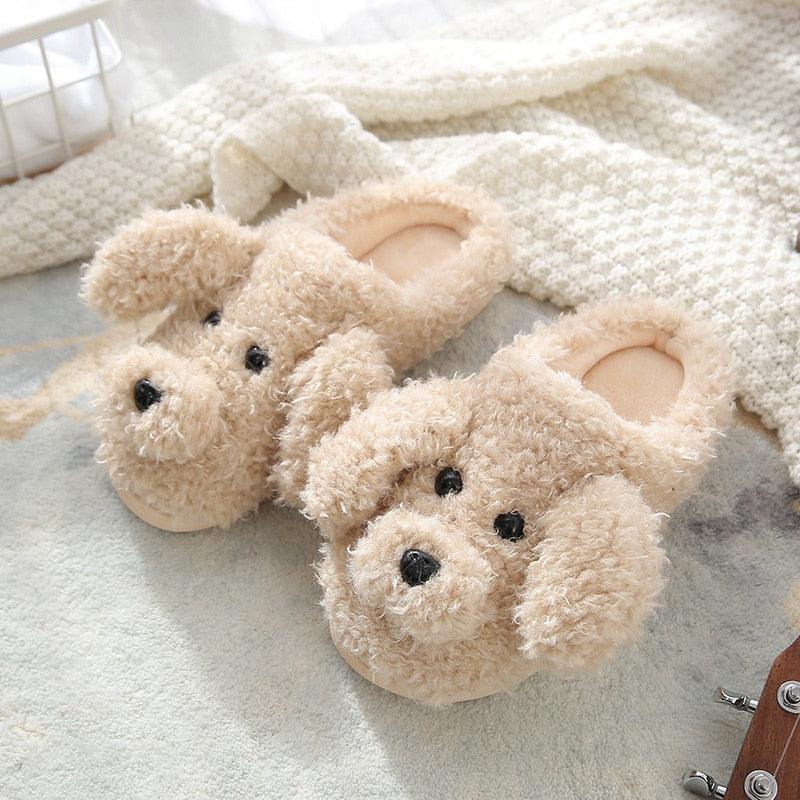 Dog Slippers Women Winter Warm Soft Plush Shoes Men Couples Slippers For Home Indoor Bedroom Fluffy Furry Memory Foam Cross Band Slip On Indoor Outdoor Slippers