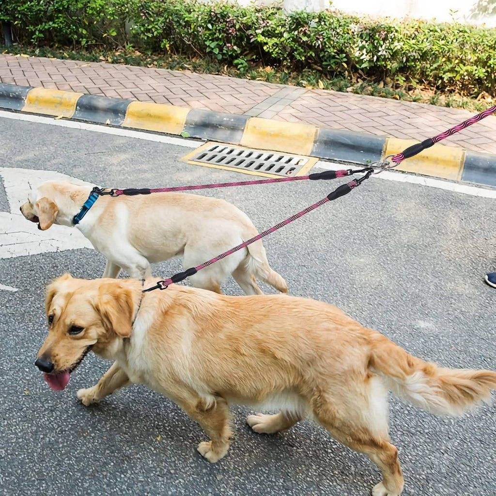 Double Dog Leash No-Tangle with Swivel Coupler Padded Handle