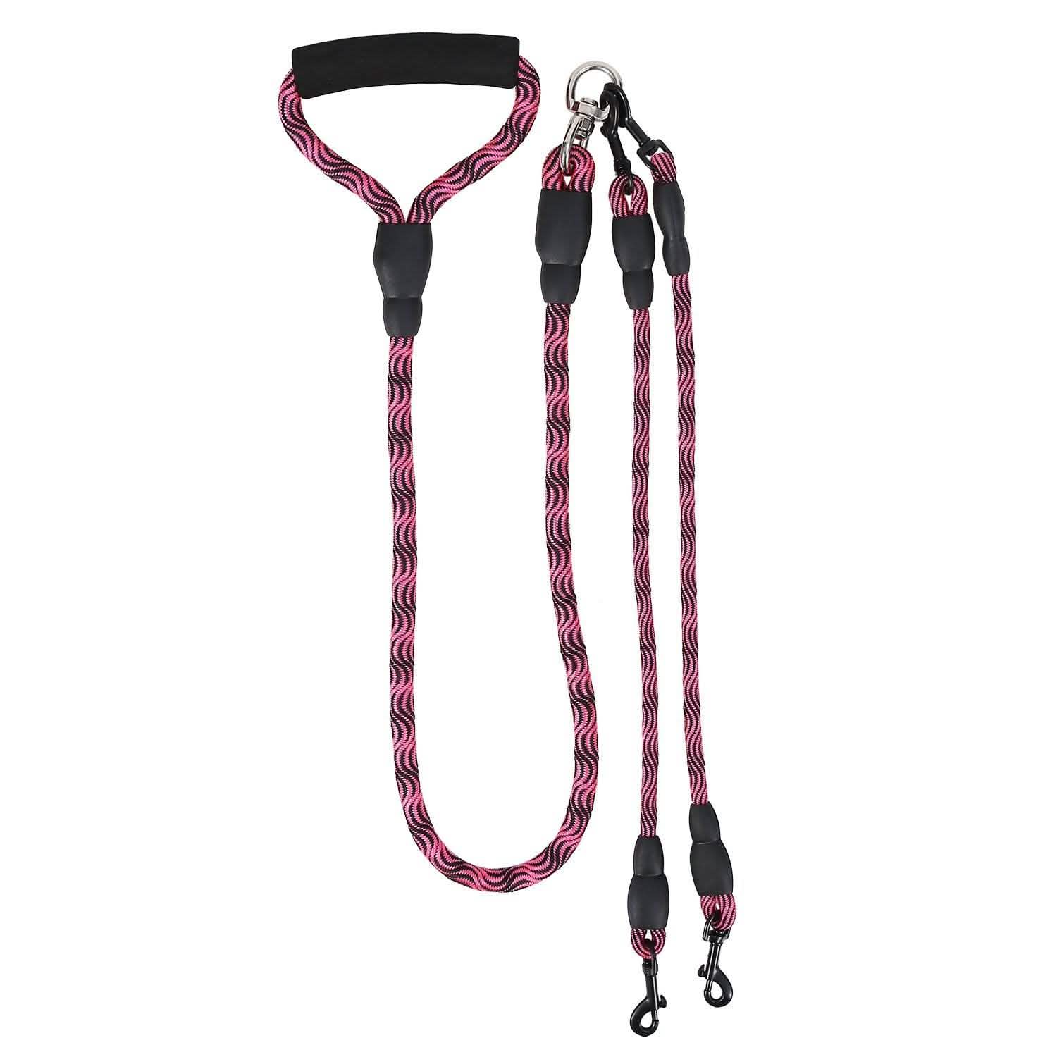 Double Dog Leash No-Tangle with Swivel Coupler Padded Handle