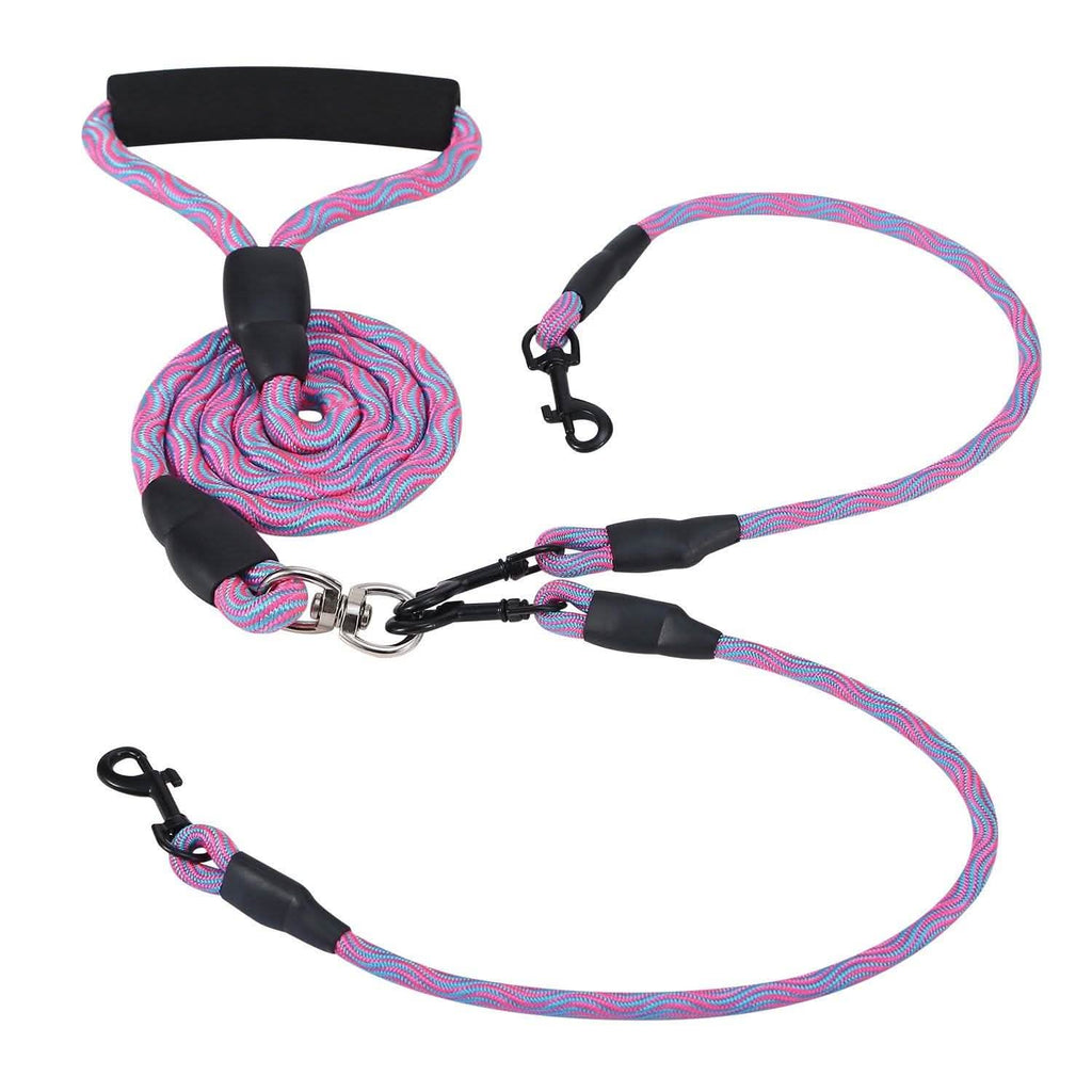 Double Dog Leash No-Tangle with Swivel Coupler Padded Handle