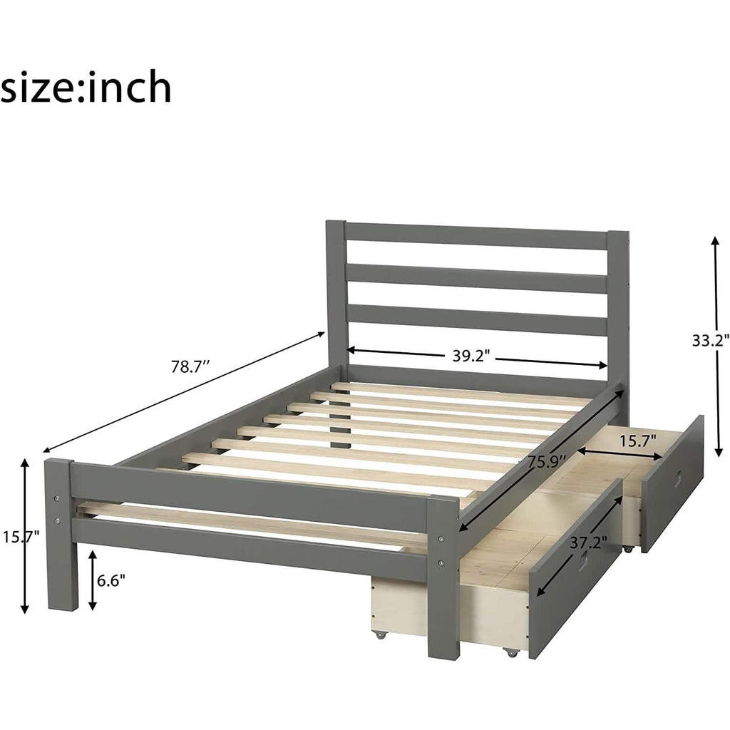 Platform Bed with Two Storage Drawers