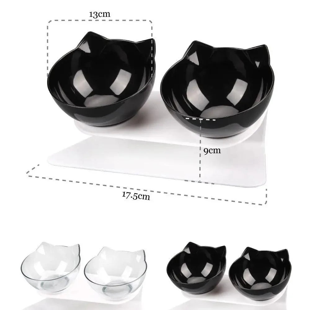 Double Transparent Non-slip Food Bowl With Protection For Cats Modern Kitten Food Bowl Pet Accessories