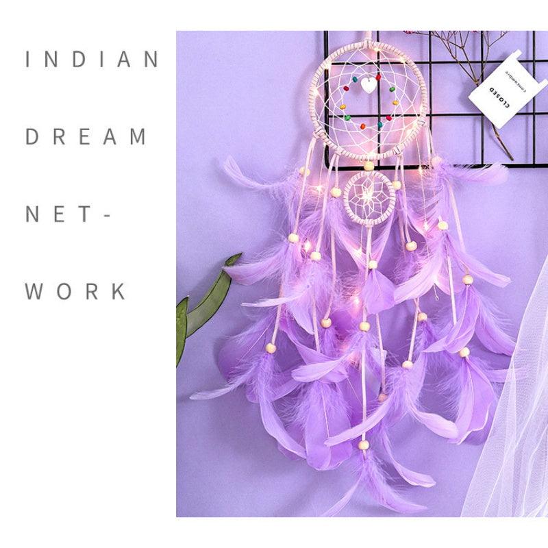 Dream Catcher Led Handmade Dream-catcher Traditional Feather Hanging Home Wall Decoration  Night Dream Catchers  Decor Ornament Wall Hanging Wind Chimes For Home Room Decoration