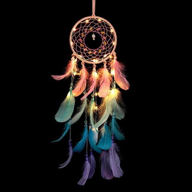 Dream Catcher Led Handmade Dream-catcher Traditional Feather Hanging Home Wall Decoration  Night Dream Catchers  Decor Ornament Wall Hanging Wind Chimes For Home Room Decoration