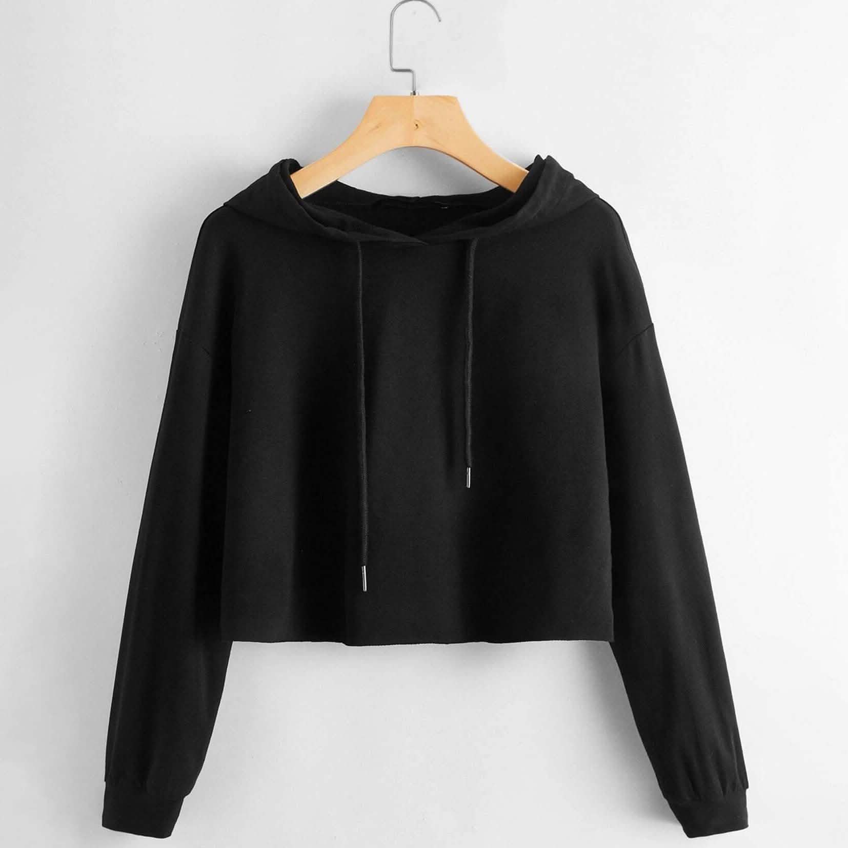 Drop Shoulder Crop Hoodie