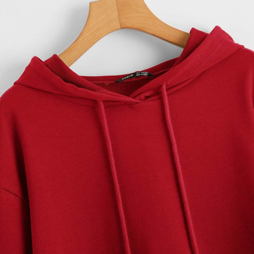 Drop Shoulder Crop Hoodie