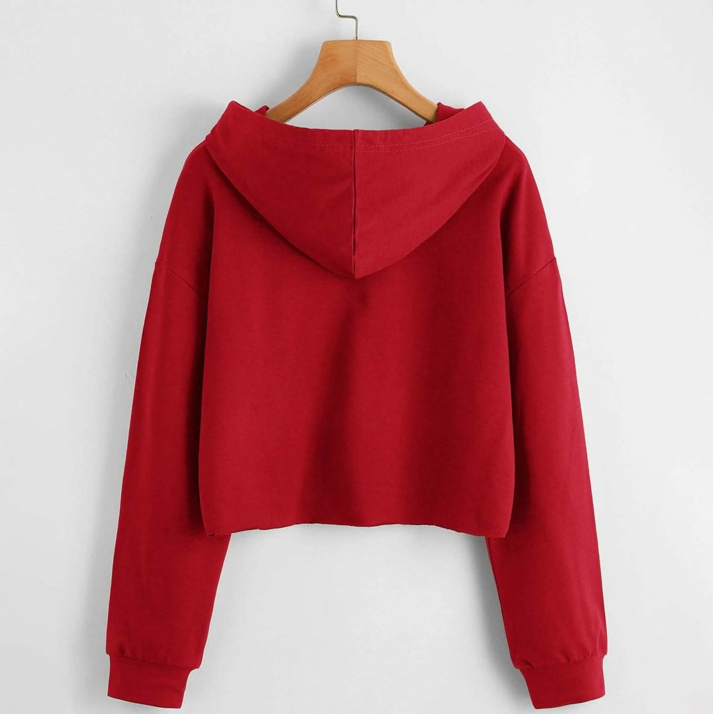 Drop Shoulder Crop Hoodie