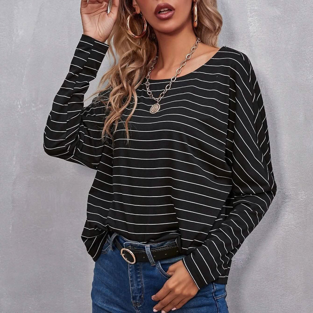 Drop Shoulder Striped Tee