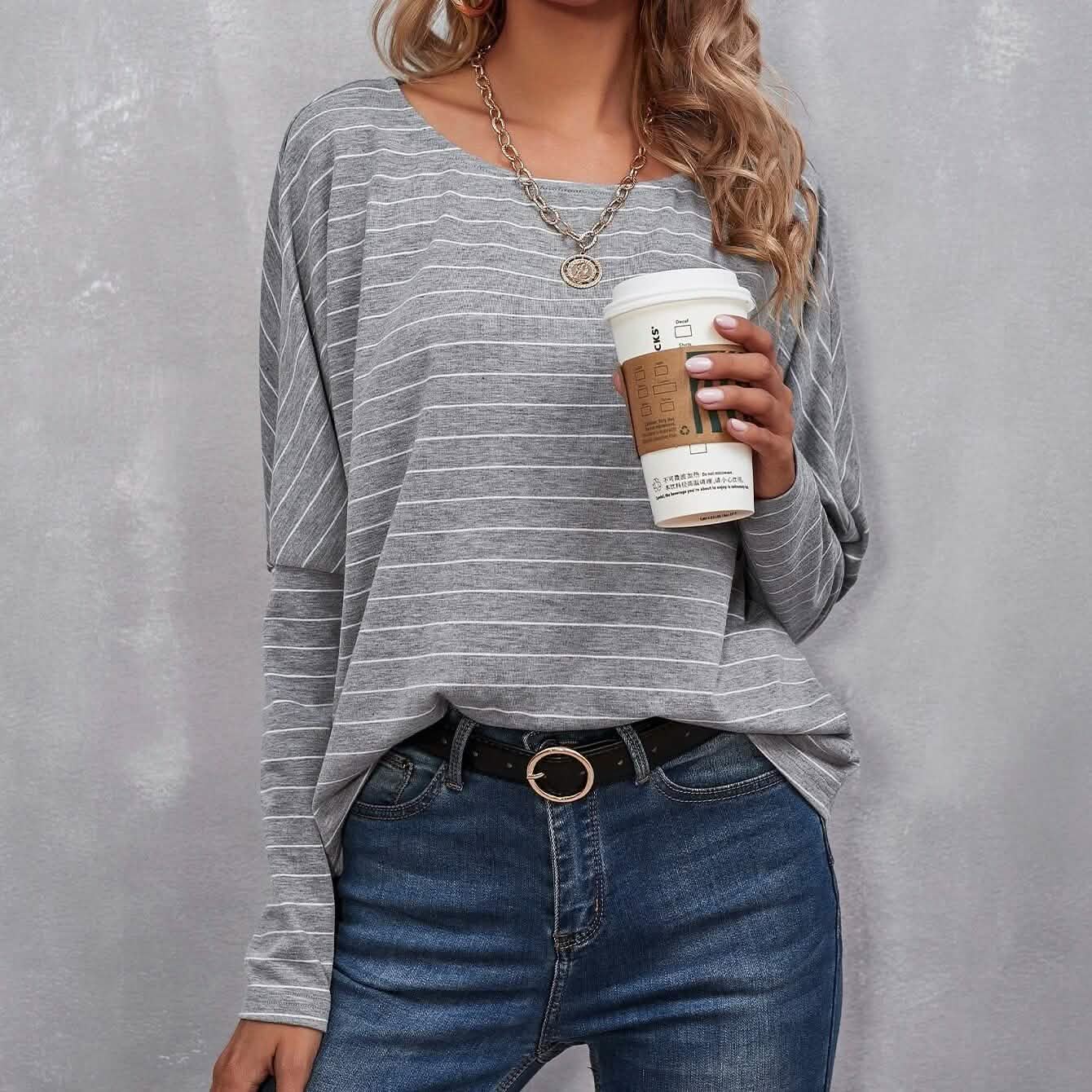Drop Shoulder Striped Tee