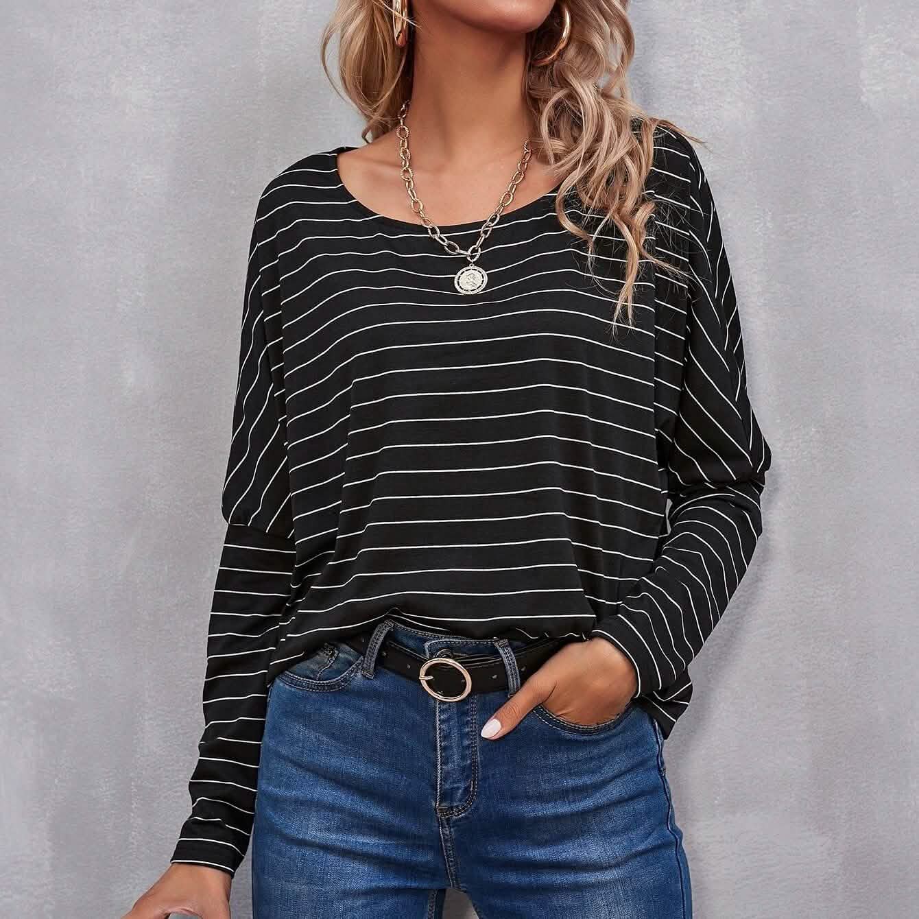Drop Shoulder Striped Tee