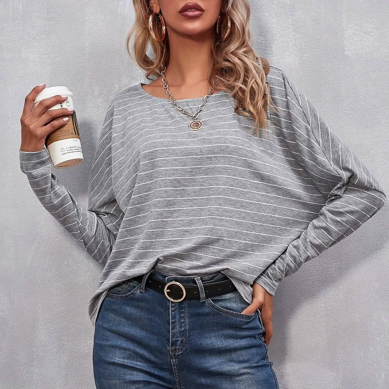 Drop Shoulder Striped Tee