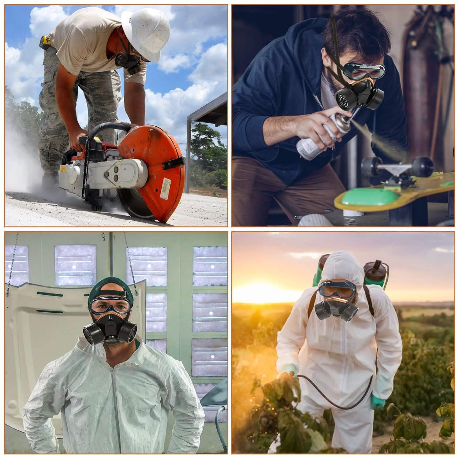 Dual Filter Cartridge Respirator Mask with Goggles