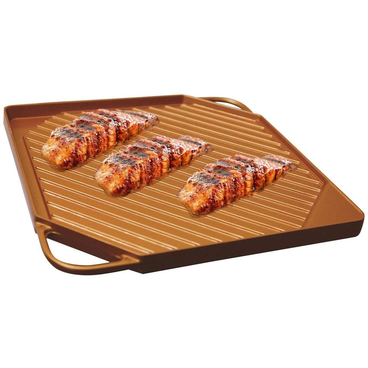 Dual-Sided Copper Griddle and Grill Pan