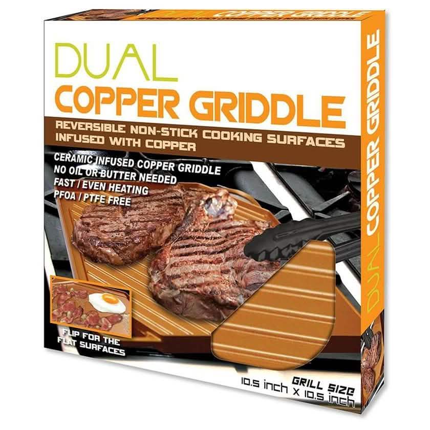 Dual-Sided Copper Griddle and Grill Pan