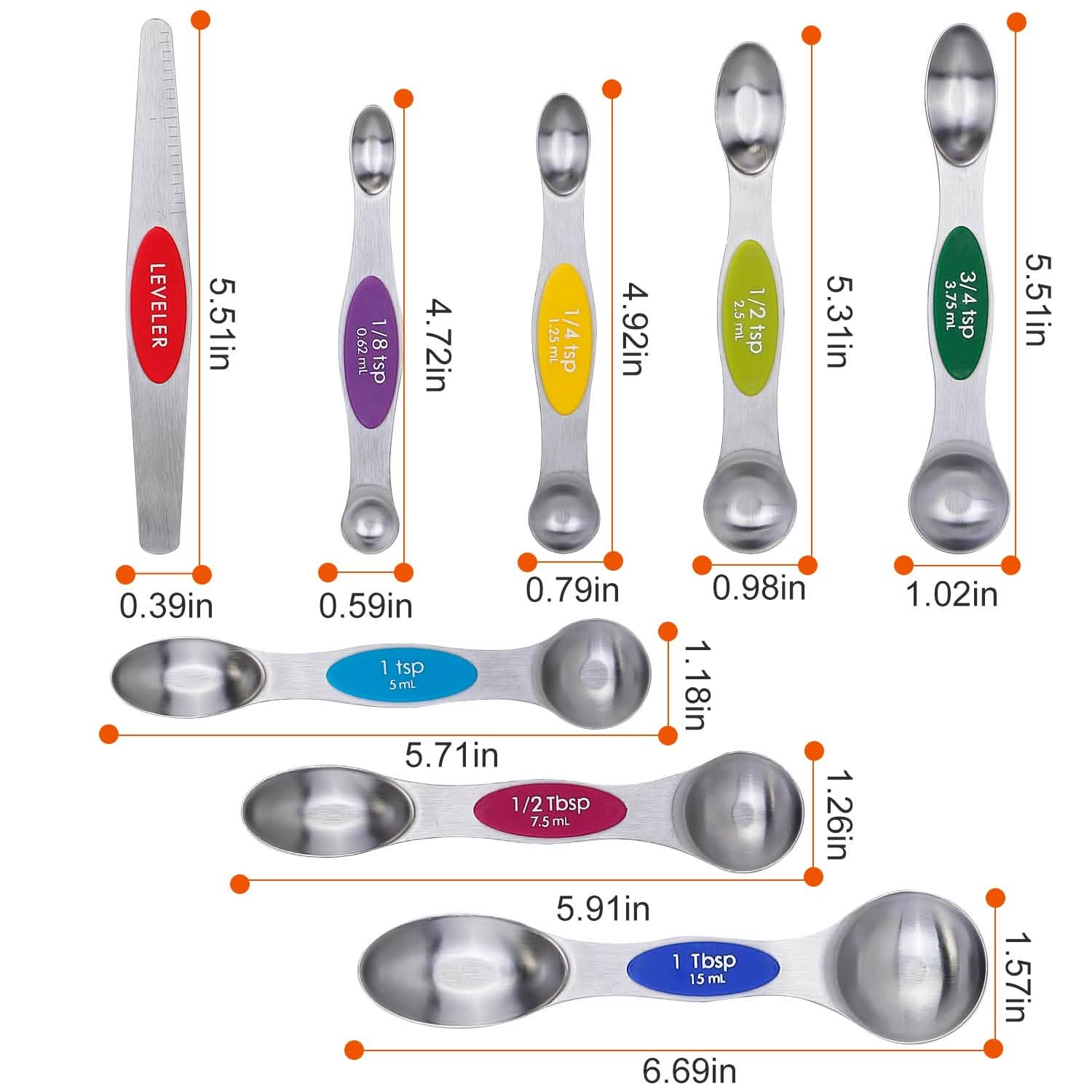 Dual Sided Magnetic Measuring Spoons