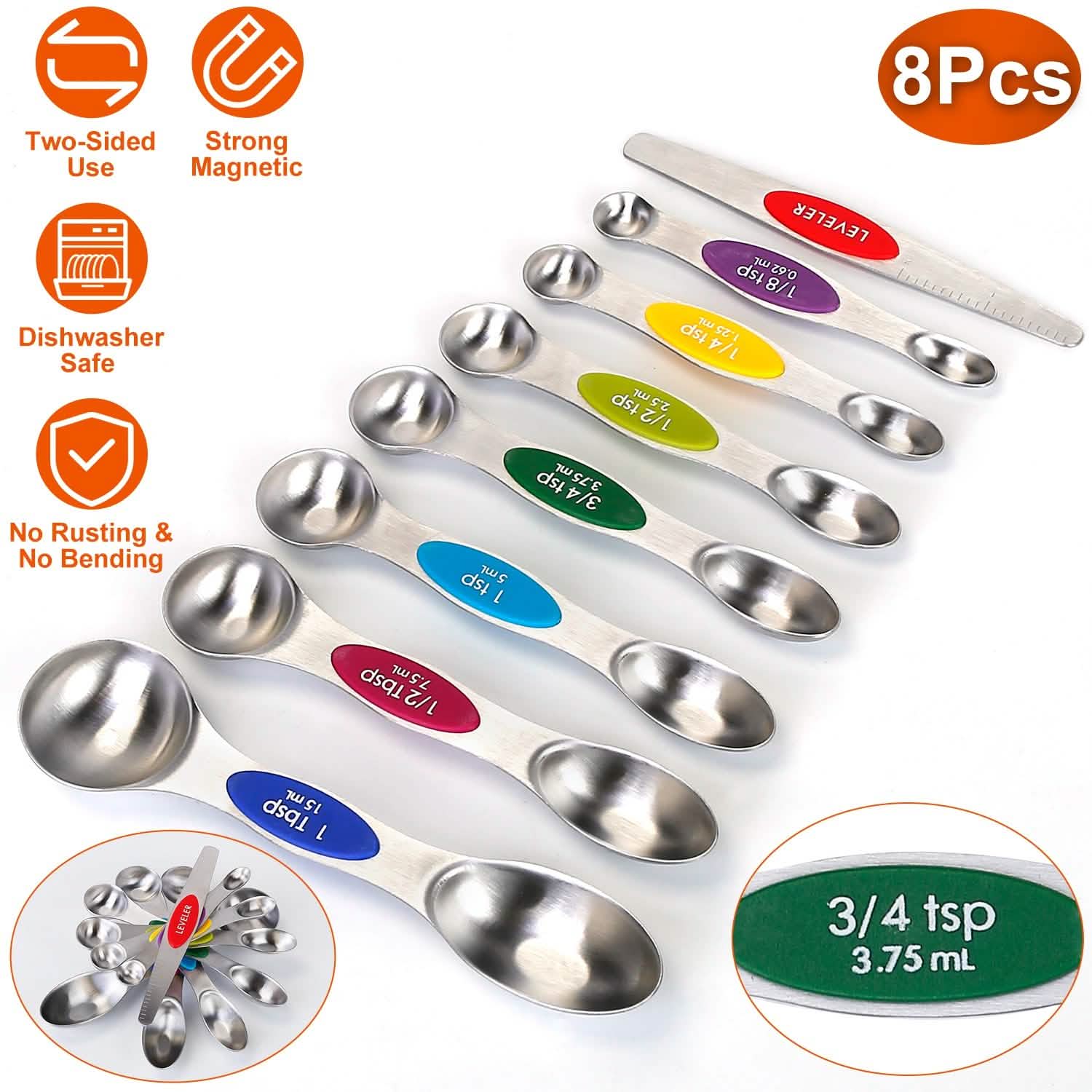 Dual Sided Magnetic Measuring Spoons