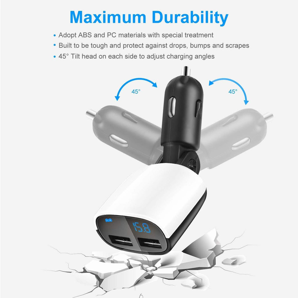 Dual USB Car Charger with Low Voltage LED Display