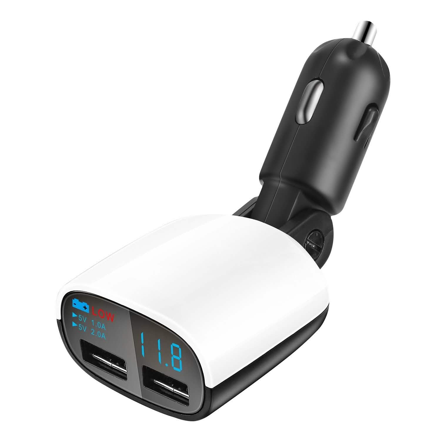 Dual USB Car Charger with Low Voltage LED Display