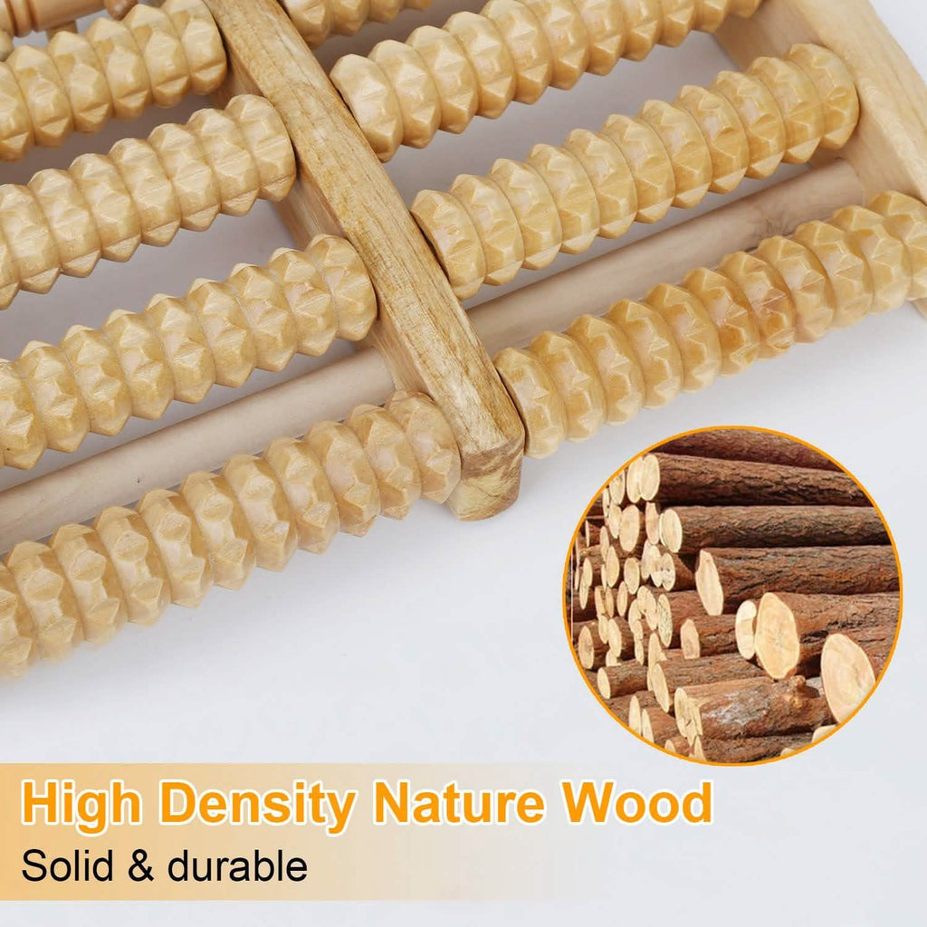 Dual Wooden Stress Relief Massage Foot Roller Acupressure