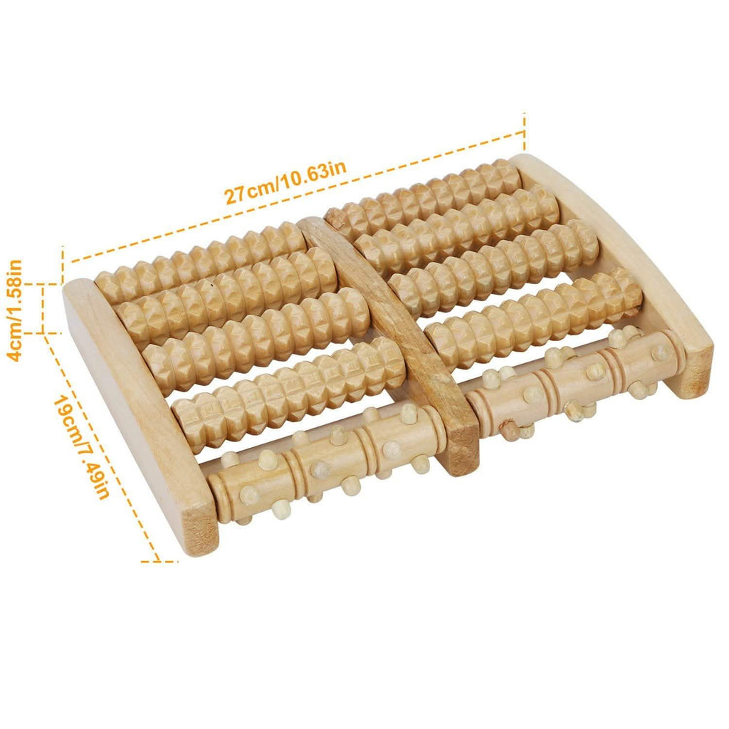 Dual Wooden Stress Relief Massage Foot Roller Acupressure