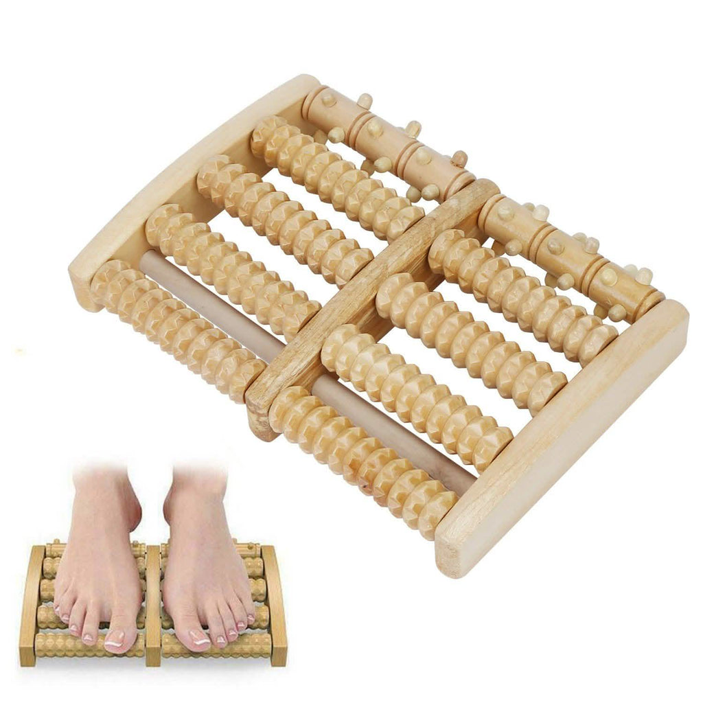 Dual Wooden Stress Relief Massage Foot Roller Acupressure