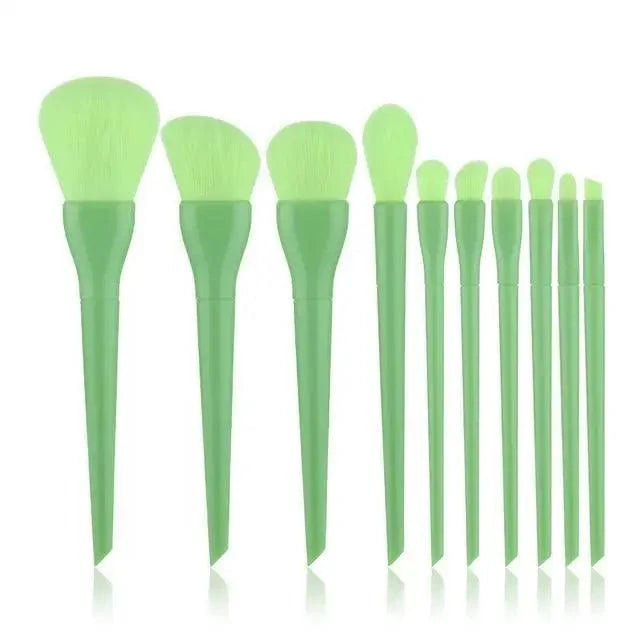 Durable 10pcs Natural Hair Colorful Makeup Brushes Professional Foundation Powder Blush Eyeshadow Eyebrow Blending Brush Set