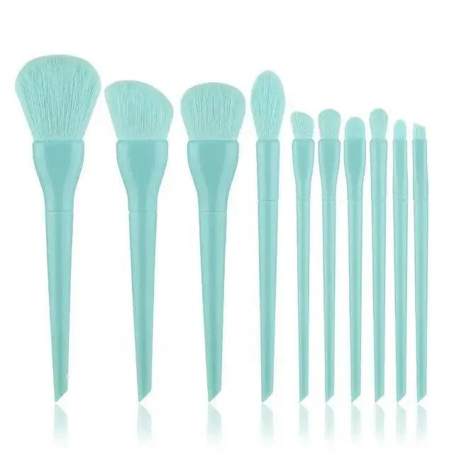 Durable 10pcs Natural Hair Colorful Makeup Brushes Professional Foundation Powder Blush Eyeshadow Eyebrow Blending Brush Set