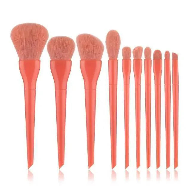 Durable 10pcs Natural Hair Colorful Makeup Brushes Professional Foundation Powder Blush Eyeshadow Eyebrow Blending Brush Set