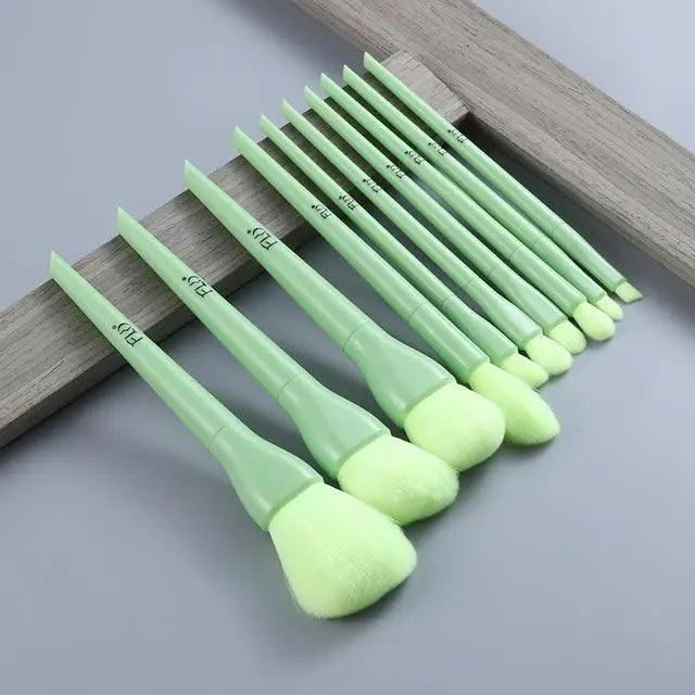 Durable 10pcs Natural Hair Colorful Makeup Brushes Professional Foundation Powder Blush Eyeshadow Eyebrow Blending Brush Set