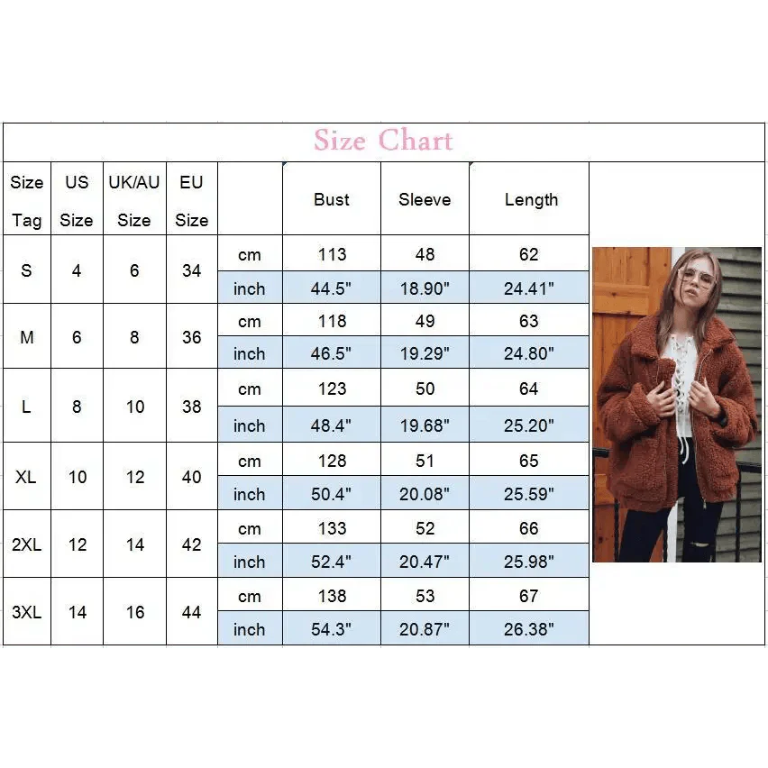 Durable Autumn Winter Faux Fur Coat For Women Casual Warm Soft Zipper Fur Jacket Plush Overcoat Pocket Plus Size Teddy Coat For Female