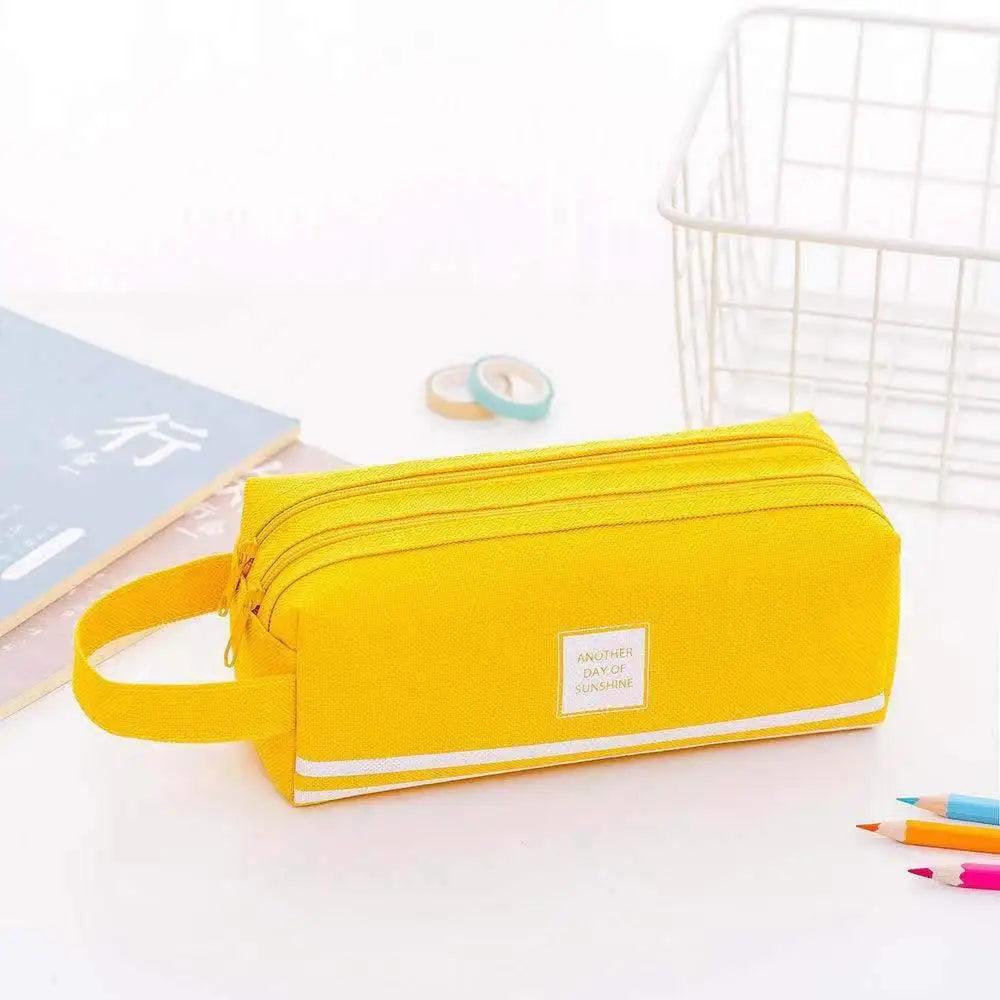 Durable Simple Large Capacity School Stationery Double Layer Case  Students Unique Design High Quality Office Handbag Pencil Case