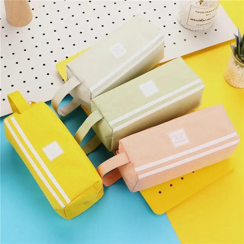 Durable Simple Large Capacity School Stationery Double Layer Case  Students Unique Design High Quality Office Handbag Pencil Case